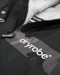 Flat detail studio shot of Dryrobe® black grey remix