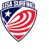 USA Surfing logo with a red and blue design on a white background