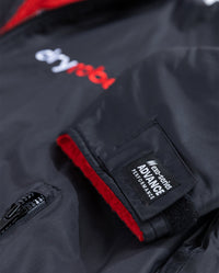 Close up of end of sleeve on Black Red dryrobe® Advance Long Sleeve
