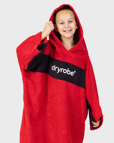 REWORK - Red Black Kids Organic Towel Changing Robe