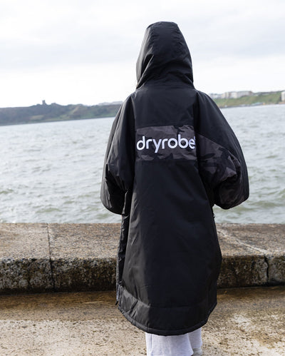 Kids black grey Dryrobe® remix by the sea 