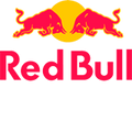 Red Bull logo with two red bulls on a yellow background