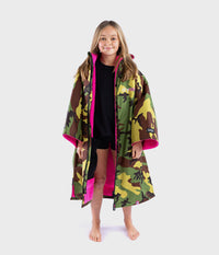 dryrobe Advance Kids 10-13 Years Short Sleeve Camo Pink Changing Robe