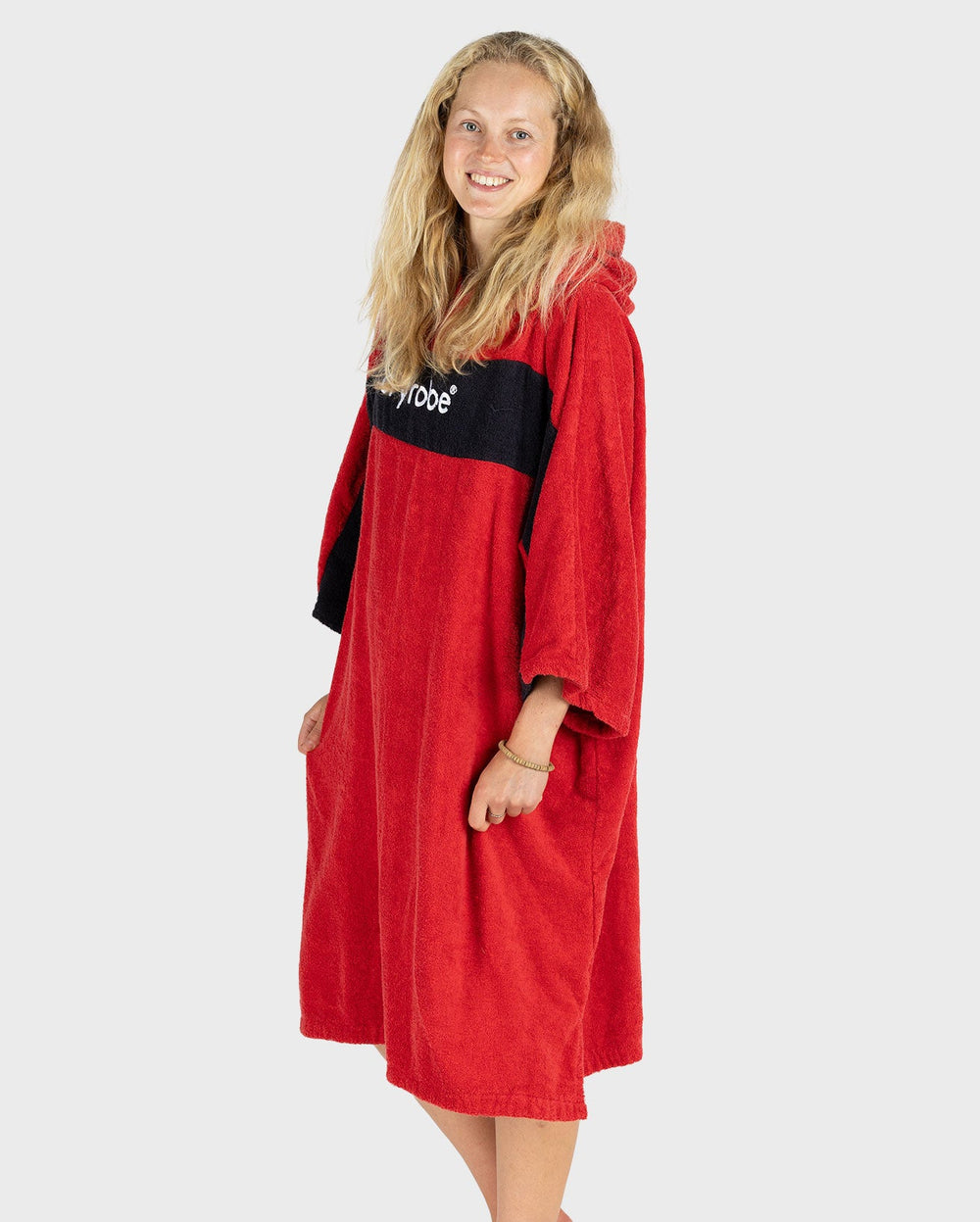 Remourse Robe REWORK Red Black Organic Towel Changing Robe – Dryrobe® Europe