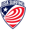 USA Surfing logo with a red and blue design on a white background