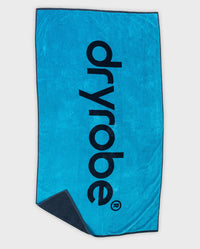 dryrobe® Beach Towel in Blue Charcoal Grey, laid out flat showing Blue side