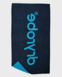 dryrobe® Beach Towel in Blue Charcoal Grey, laid out flat showing Charcoal Grey side