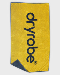 dryrobe® Beach Towel in Yellow Charcoal-Grey, laid out flat showing Yellow side