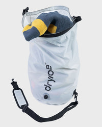 dryrobe Compression Travel Bag Stone showing towel inside