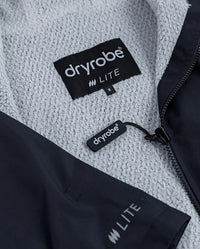 Close up of *MALE* inner lining and zip on dryrobe® Lite changing robe