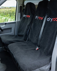 dryrobe Double and Single Van Seat Covers in Black shown inside van 