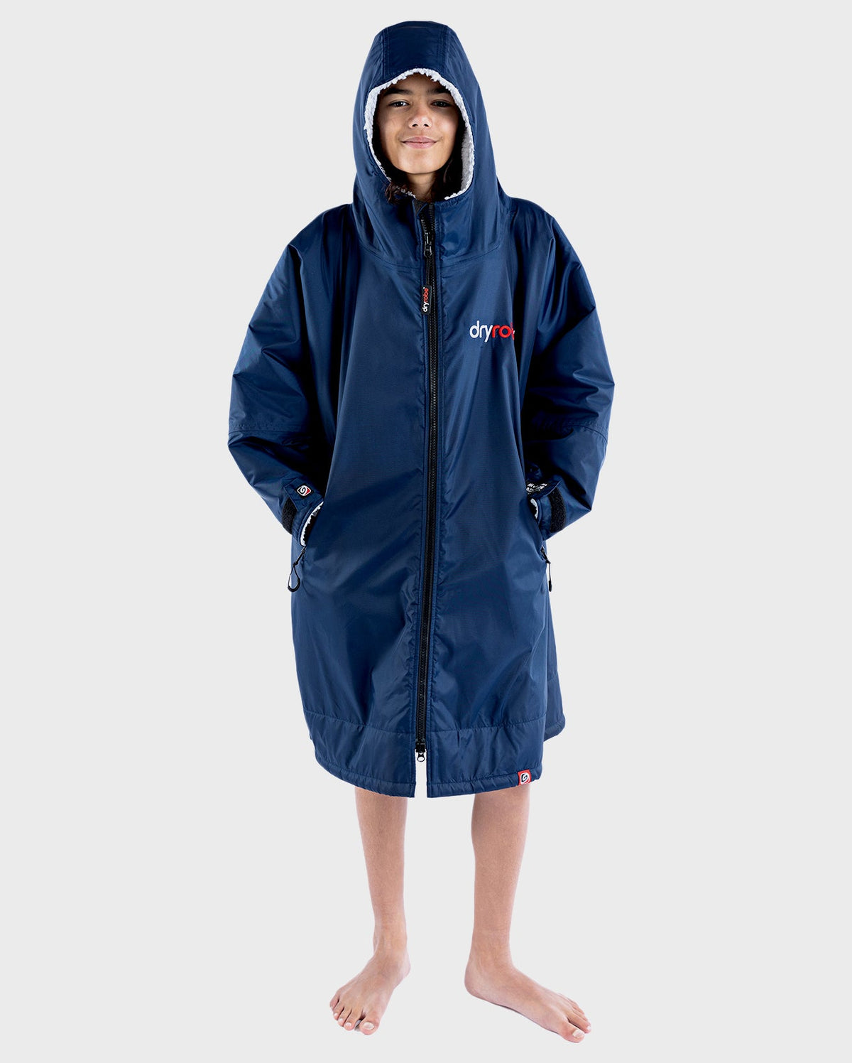 Grey Kids Robe Navy Grey Long Sleeve Kids Changing Robe | Dryrobe® – Dryrobe® Europe