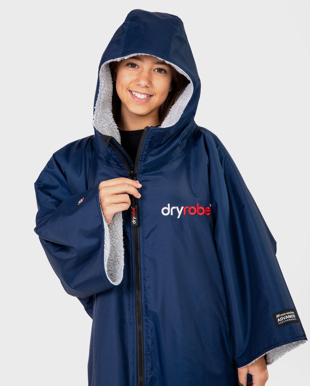 Navy Grey Easy-Fit Kids Advance Changing Robe | Dryrobe® – Dryrobe® Europe