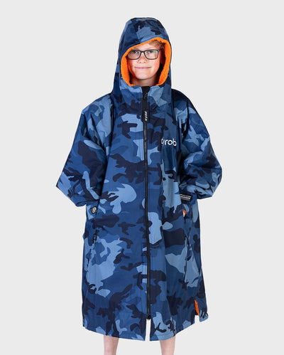 Poncho de change Advance pour enfants camouflage bleu/orange