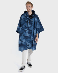 *MALE* Wearing  Blue Camo dryrobe® Waterproof Poncho 