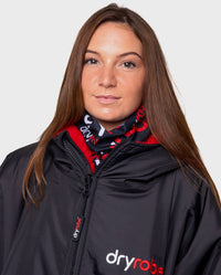 Woman wearing dryrobe® Wrag as neck tube 