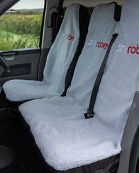 Single and Double dryrobe Water-repellent Car Seat Cover in Grey shown inside van