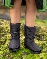 1| Person stood on rocks covered in seaweed, wearing dryrobe® Eco Thermal Boots